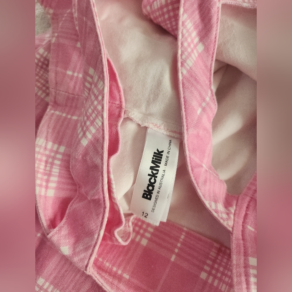 Blackmilk Pink Plaid Utility Playsuit Romper Size AUS 12 US 8 Large - Picture 5 of 9